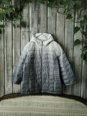 COLUMBIA OMNI-HEAT 590 TURBODOWN OMBRE PUFFER JACKET | WINTER HOODED PARKA LARGE